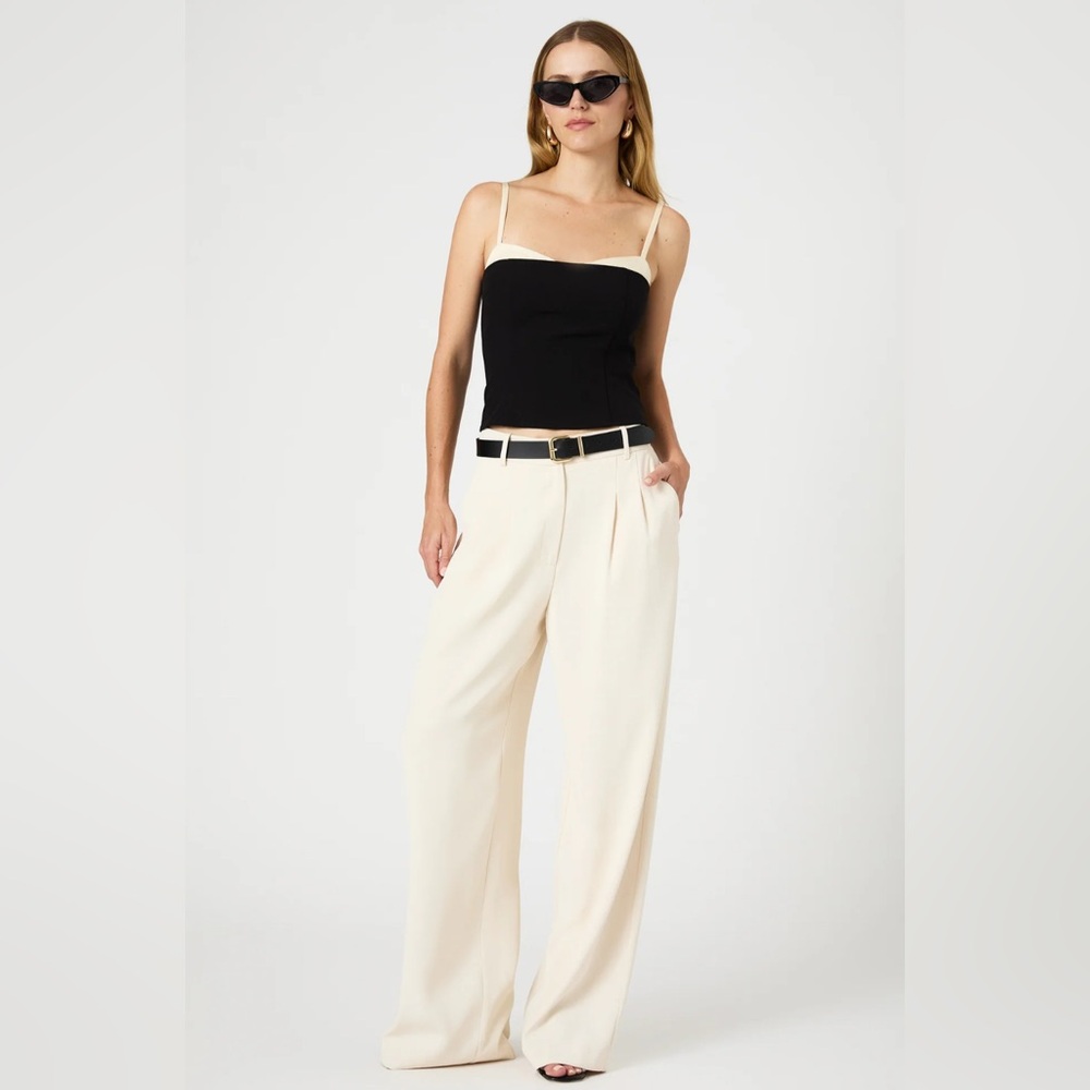 French Connection pleated wide leg pants in Peach size 0